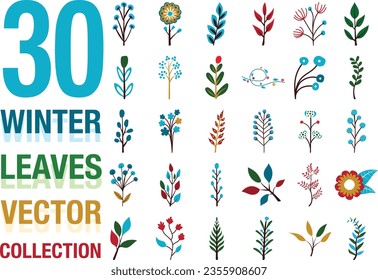 Winter Abstract Whimsy Design Elements. Bright Winter Seasonal Inspiration.
