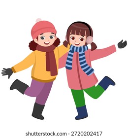 Actividades de invierno con niños felices en Clima frío