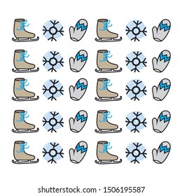 Winter activities vector illustrated icons