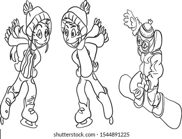 Winter Activity Snow Boarding (Coloring Book)
