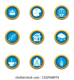 Winter afternoon icons set. Flat set of 9 winter afternoon vector icons for web isolated on white background