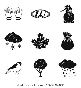 Winter afternoon icons set. Simple set of 9 winter afternoon vector icons for web isolated on white background