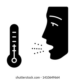 Winter allergy glyph icon. Gain of indoor allergies. Allergic effects of dander, dust, cockroach droppings. Seasonal disease. Silhouette symbol. Negative space. Vector isolated illustration