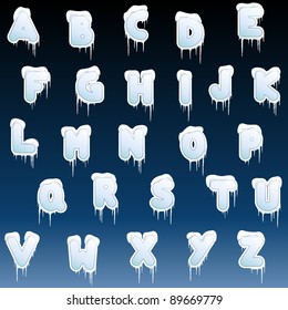 Winter Alphabet With Icicles (eps10);  Jpg Version Also Available