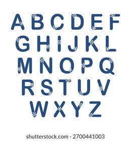 Letras del alfabeto de invierno con copos de nieve Diseño de Vector
