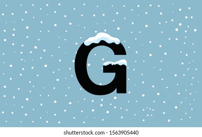 Winter alphabet with snow cap effect. Vector Illustration. Letter G