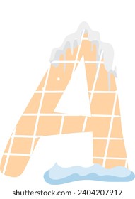 Winter alphabet with snow cap effect. EPS 10 vector illustration.