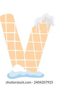 Winter alphabet with snow cap effect. EPS 10 vector illustration.