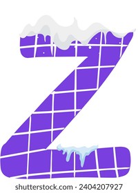 Alfabeto invernal con efecto de capa de nieve. Ilustración vectorial EPS 10.