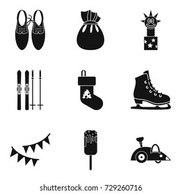 Winter amusement icons set. Simple set of 9 winter amusement vector icons for web isolated on white background