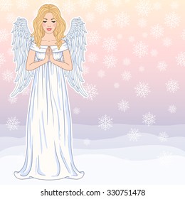 Winter angel. Christmas background