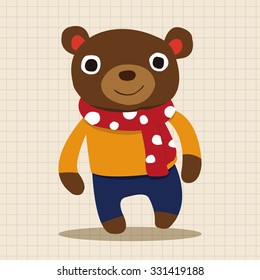 winter animal bear flat icon elements background,eps10