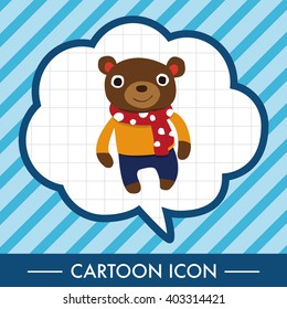 winter animal bear flat icon elements background,eps10