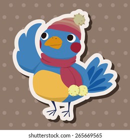 winter animal bird flat icon elements background,eps10