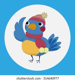 winter animal bird flat icon elements background,eps10