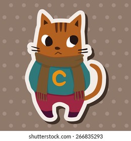 winter animal cat flat icon elements background,eps10