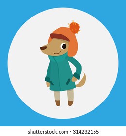 winter animal dog flat icon elements background,eps10