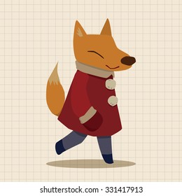 winter animal fox flat icon elements background,eps10
