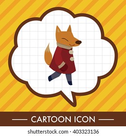 winter animal fox flat icon elements background,eps10