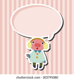 winter animal pig flat icon elements background,eps10