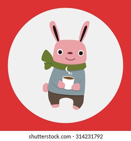 winter animal rabbit flat icon elements background,eps10