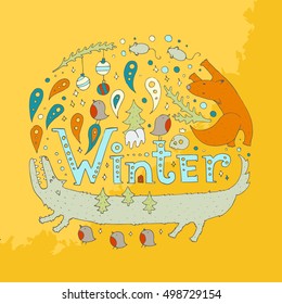 Winter animals lettering