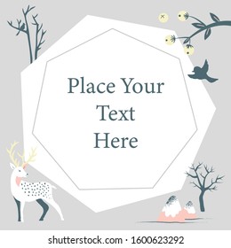 Winter Animals and Nature Vector Frame Background