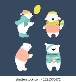Winter arctic white bears