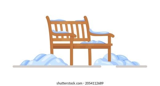 Winter atmospheric picture. Vector illustration of the winter bench. 