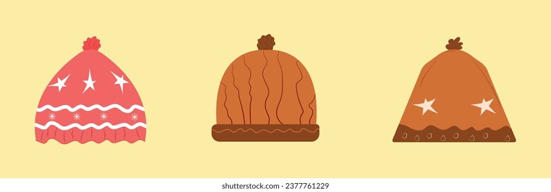 Winter and autumn beret flat design vector.