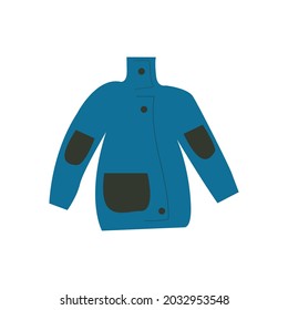 Winter and autumn blue jacket. Vector illustration of winter clothes 