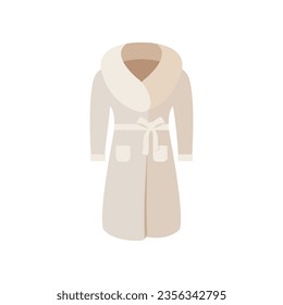 Winter or autumn clothes and cold weather accessories isolated on white background. Vector cozy clothing warm coat or outerwear fashion