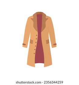 Winter or autumn clothes and cold weather accessories isolated on white background. Vector cozy clothing warm coat or outerwear fashion