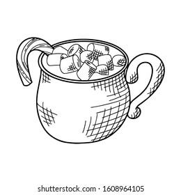 Winter or autumn drink for your design. Hand drawn sketch for Christmas template. Vector illustration