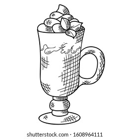 Winter or autumn drink for your design. Hand drawn sketch for Christmas template. Vector illustration