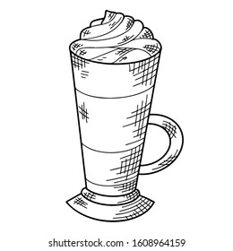 Winter or autumn drink for your design. Hand drawn sketch for Christmas template. Vector illustration