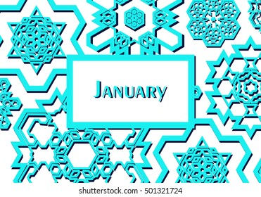 Winter azure background with beautiful various snowflakes