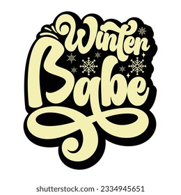 Winter Babe , Retro svg design vector file