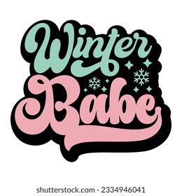 Winter Babe , archivo vectorial de diseño retro svg