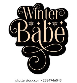 Winter Babe , Retro svg design vector file