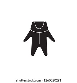 Winter baby clothes black vector concept icon. Winter baby clothes flat illustration, sign