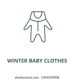 Winter baby clothes vector line icon, linear concept, outline sign, symbol