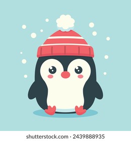 Winter baby penguin vector illustration