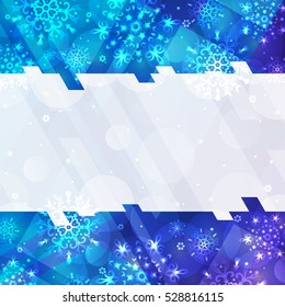Winter backgroun with snowflakes. Christmas frame. 