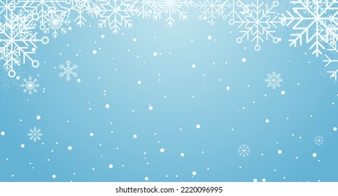 Winter background. Abstract snowflake border. Snowfall backdrop. Winter holidays theme. Background with snowflakes. Vector illustration	