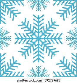 Winter background. Abstract snowflake seamless pattern. Vector illustration.