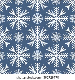 Winter background. Abstract snowflake seamless pattern. Vector illustration.