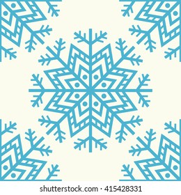 Winter background. Abstract snowflake seamless pattern. Vector illustration.