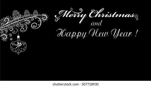 Winter background with ball and snowflakes Merry Christmas