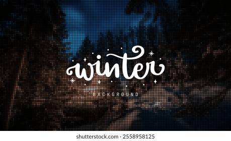 Winter background banner with mosaic style, editable winter background vector illustration.